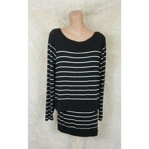 White House Black Market Women's Sz M Layered Dress Stripe Long Sleeve Stretch R